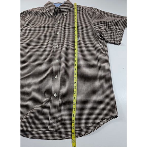 Chaps Easy Care size medium brown checkered EUC short sleeve shirt EUC casual - Picture 7 of 7